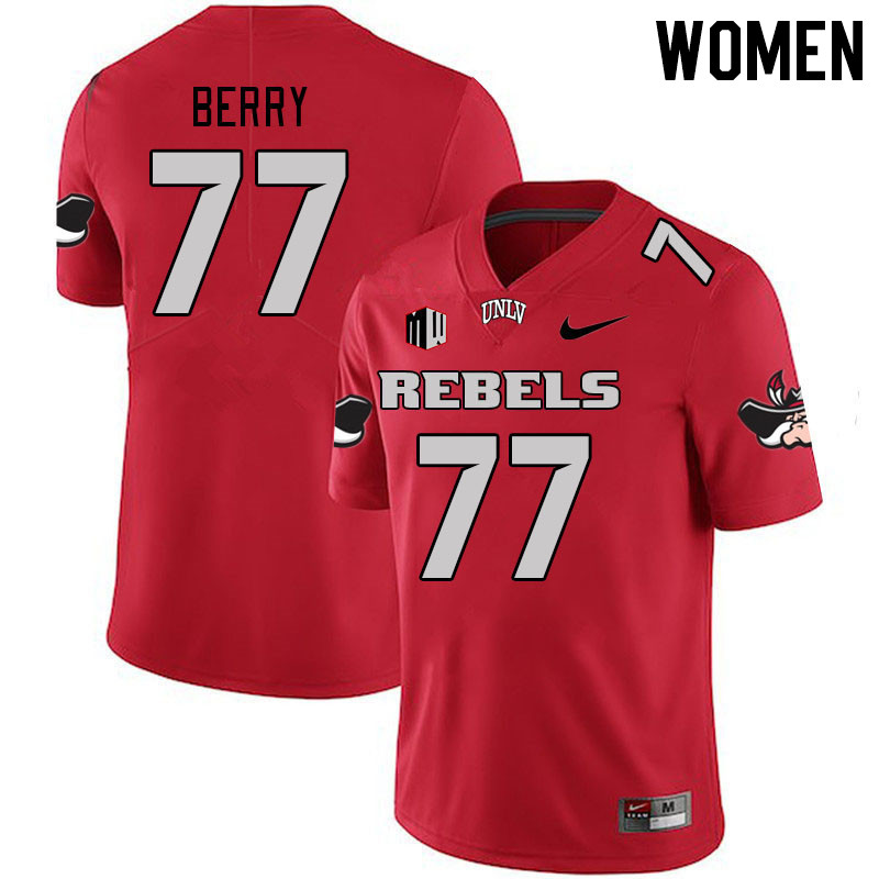 Women #77 Anthony Berry UNLV Rebels 2023 College Football Jerseys Stitched-Scarlet
